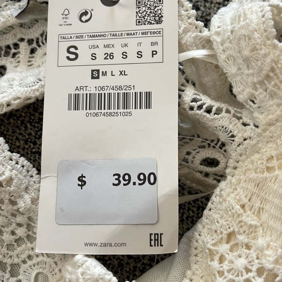 Zara white lace crochet bralette bra top size Small - Picture 5 of 7